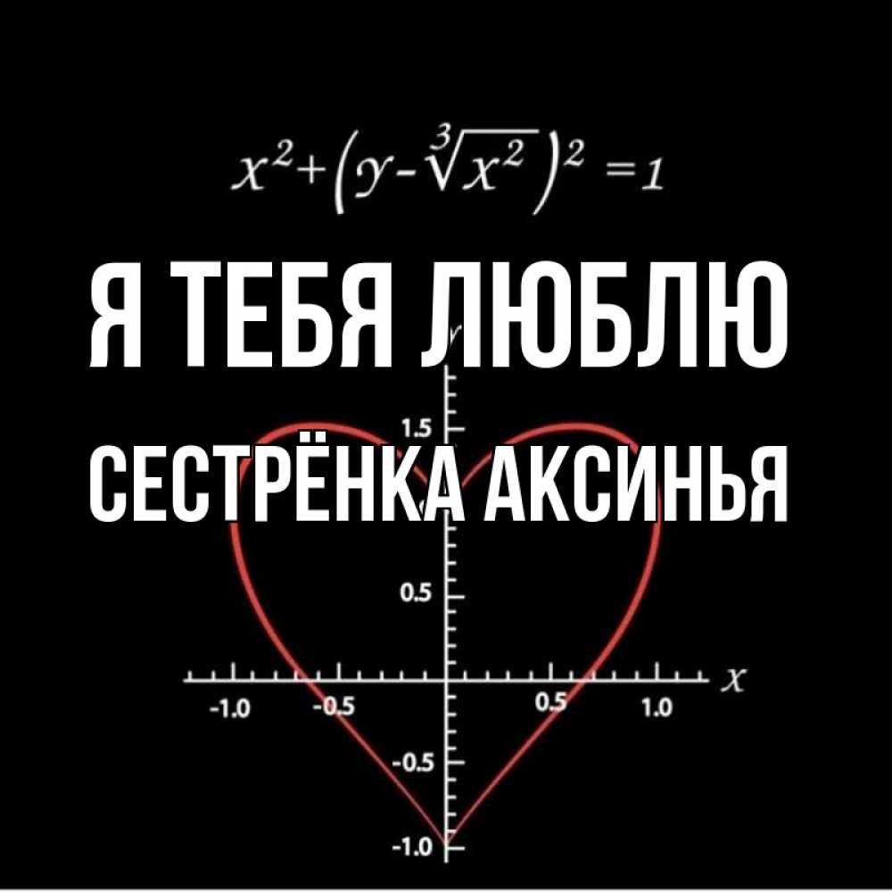 Открытка на каждый день с именем, Сестрёнка-Аксинья Я тебя люблю сердечная формула Прикольная открытка с пожеланием онлайн скачать бесплатно 