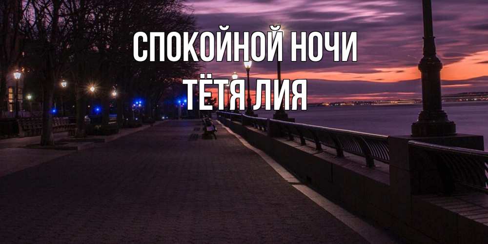 Открытка на каждый день с именем, Тётя-Лия Спокойной ночи фонари на фоне реки Прикольная открытка с пожеланием онлайн скачать бесплатно 