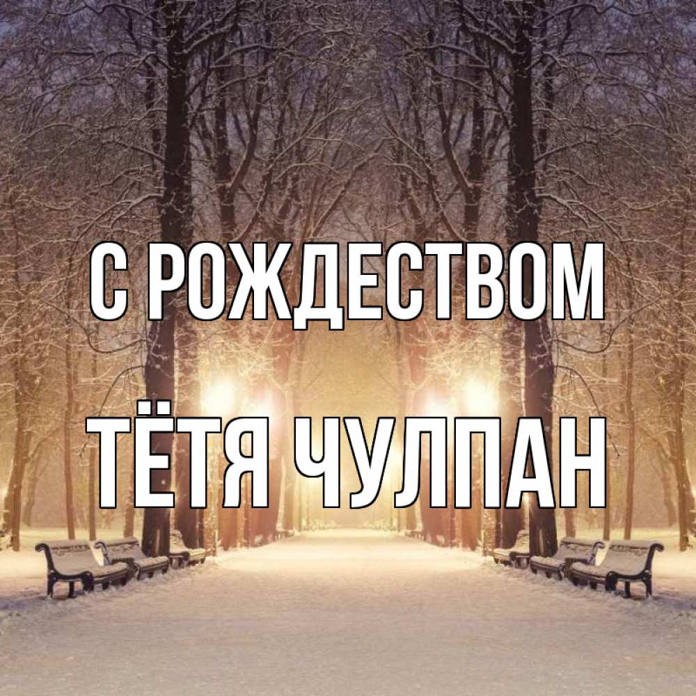 Открытка на каждый день с именем, Тётя-Чулпан С рождеством зима, парк, фонарь, лес Прикольная открытка с пожеланием онлайн скачать бесплатно 