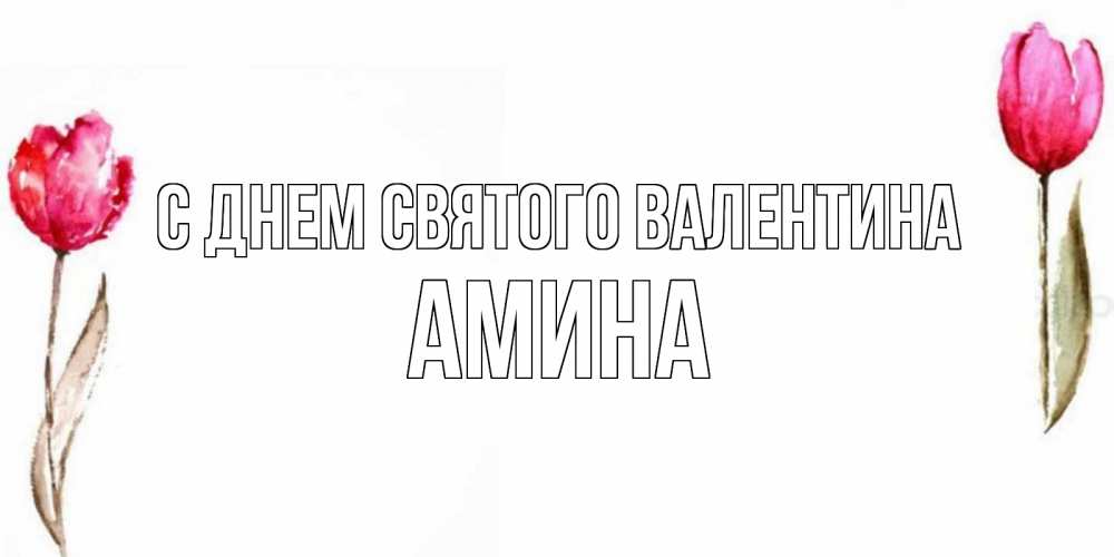 Открытка на каждый день с именем, Амина С днем Святого Валентина Открытки на день всех влюбленных с тюльпанами акварелью Прикольная открытка с пожеланием онлайн скачать бесплатно 