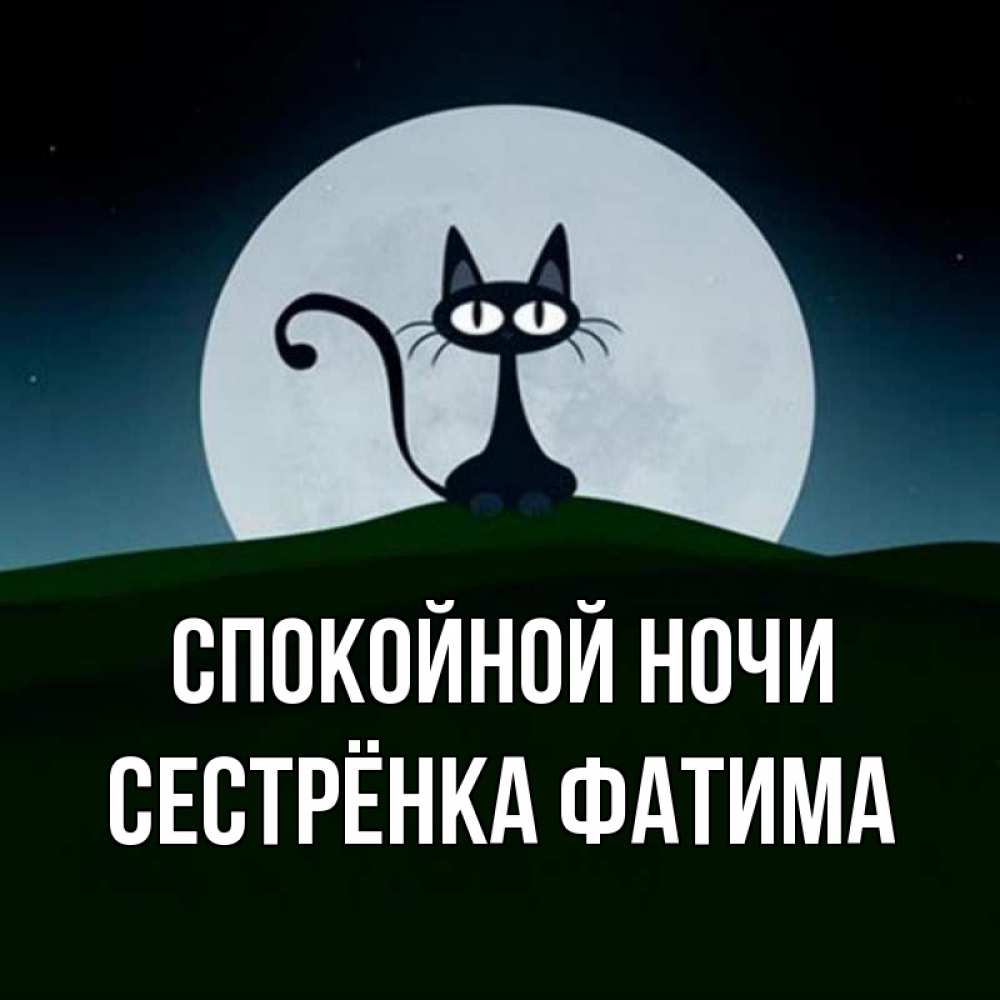 Открытка на каждый день с именем, Сестрёнка-Фатима Спокойной ночи хорошо выспаться ночью и без кошмаров Прикольная открытка с пожеланием онлайн скачать бесплатно 
