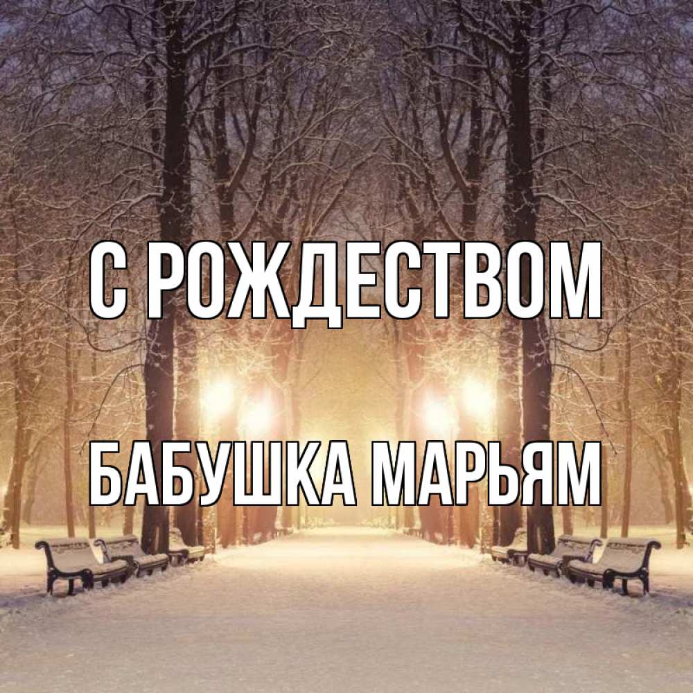 Открытка на каждый день с именем, Бабушка-Марьям С рождеством зима, парк, фонарь, лес Прикольная открытка с пожеланием онлайн скачать бесплатно 