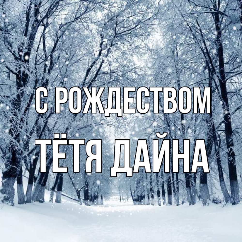 Открытка на каждый день с именем, Тётя-Дайна С рождеством снег, лес, парк Прикольная открытка с пожеланием онлайн скачать бесплатно 