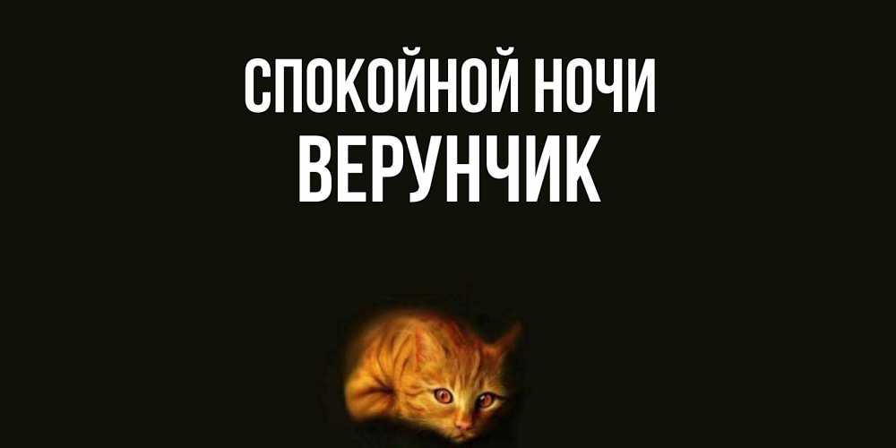 Открытка на каждый день с именем, ВЕРУНЧИК Спокойной ночи кот Прикольная открытка с пожеланием онлайн скачать бесплатно 