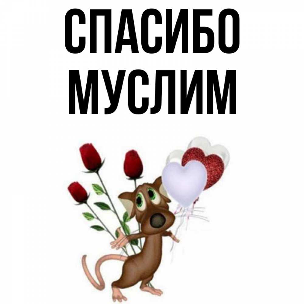 Открытка на каждый день с именем, Муслим Спасибо песик с шариками в форме сердец Прикольная открытка с пожеланием онлайн скачать бесплатно 