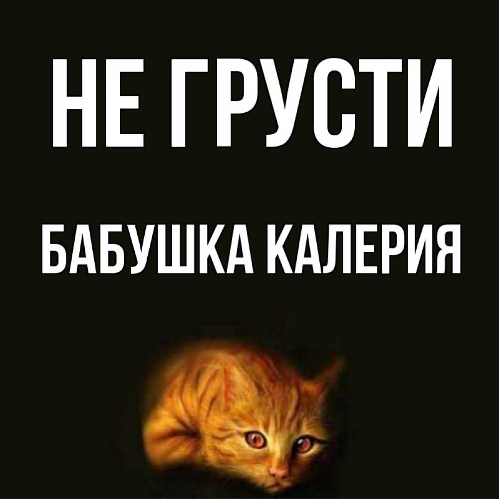 Открытка на каждый день с именем, Бабушка-Калерия Не грусти лежащий кот в темноте Прикольная открытка с пожеланием онлайн скачать бесплатно 