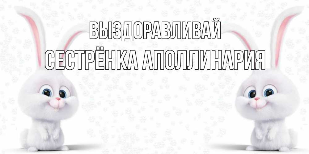 Открытка на каждый день с именем, Сестрёнка-Аполлинария Выздоравливай не болей с зайцем Прикольная открытка с пожеланием онлайн скачать бесплатно 