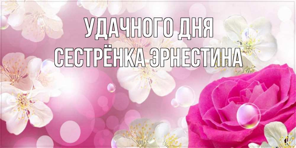 Открытка на каждый день с именем, Сестрёнка-Эрнестина Удачного дня красивые цветы Прикольная открытка с пожеланием онлайн скачать бесплатно 