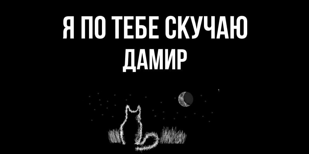 Открытка на каждый день с именем, Дамир Я по тебе скучаю кот Прикольная открытка с пожеланием онлайн скачать бесплатно 