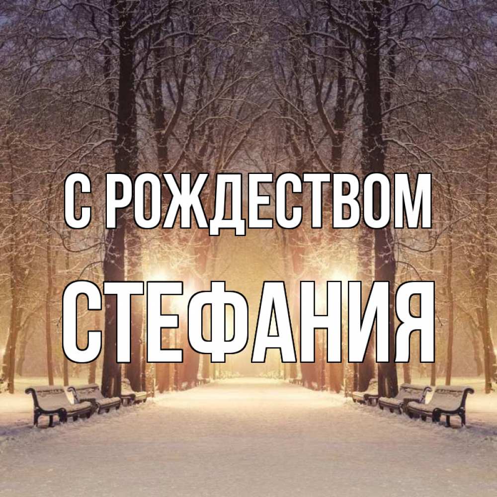 Открытка на каждый день с именем, Стефания С рождеством зима, парк, фонарь, лес Прикольная открытка с пожеланием онлайн скачать бесплатно 