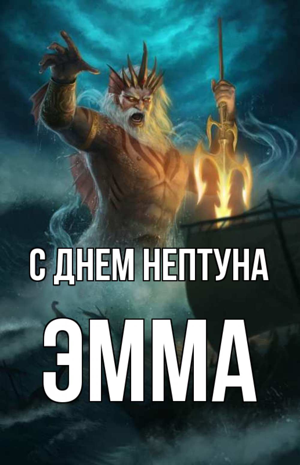 Открытка на каждый день с именем, Эмма С днем нептуна с днем Нептуна Прикольная открытка с пожеланием онлайн скачать бесплатно 