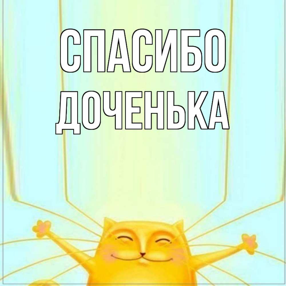 Открытка на каждый день с именем, ДОЧЕНЬКА Спасибо кот с усами благодарит Прикольная открытка с пожеланием онлайн скачать бесплатно 