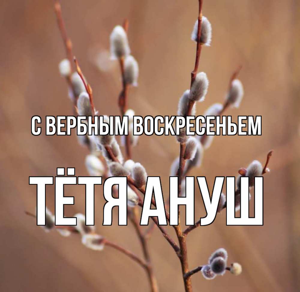 Открытка на каждый день с именем, Тётя-Ануш С вербным воскресеньем верба Прикольная открытка с пожеланием онлайн скачать бесплатно 