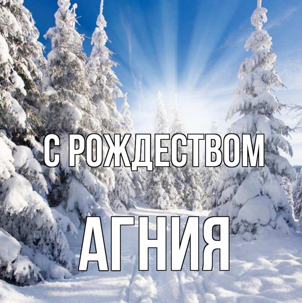 Открытка на каждый день с именем, Агния С рождеством зима, лес Прикольная открытка с пожеланием онлайн скачать бесплатно 