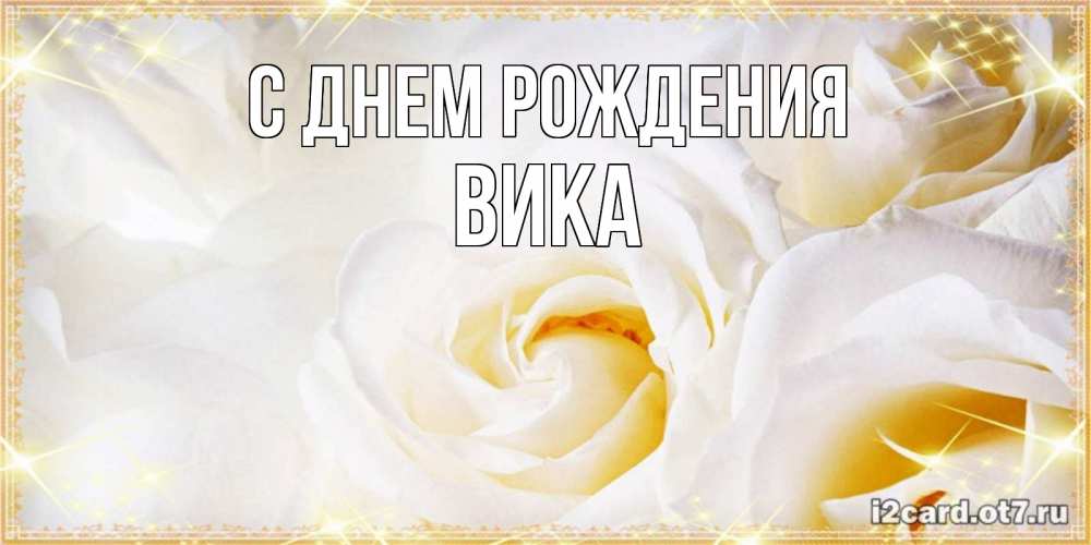 Открытка на каждый день с именем, Вика С днем рождения красивые розы и капли росы на этих чудесных цветах Прикольная открытка с пожеланием онлайн скачать бесплатно 