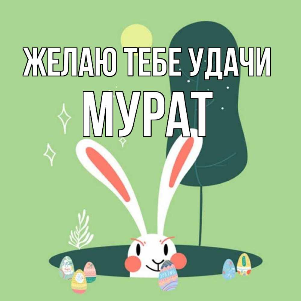 Открытка на каждый день с именем, Мурат Желаю тебе удачи заяц Прикольная открытка с пожеланием онлайн скачать бесплатно 