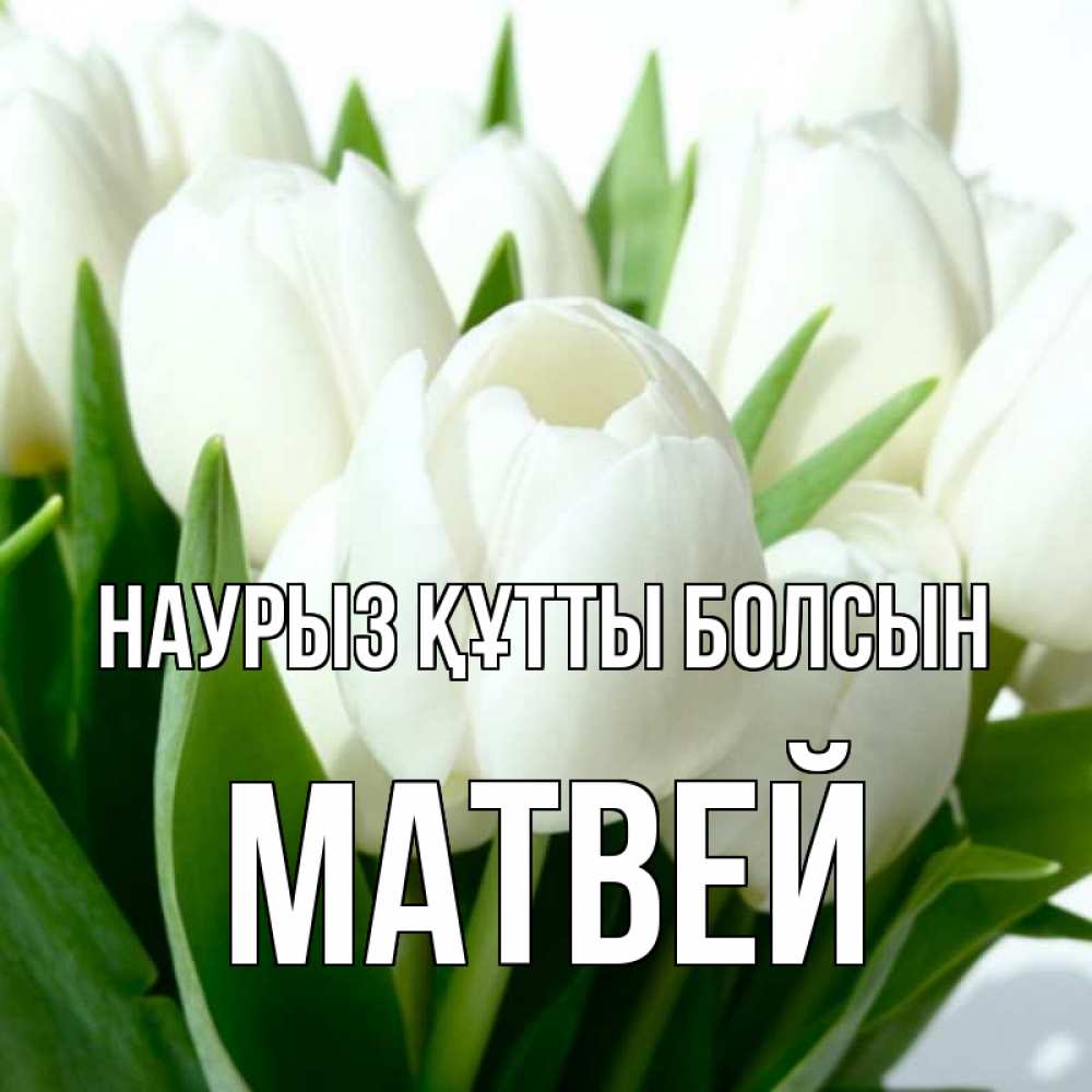 Открытка на каждый день с именем, Матвей Наурыз құтты болсын цветы Прикольная открытка с пожеланием онлайн скачать бесплатно 