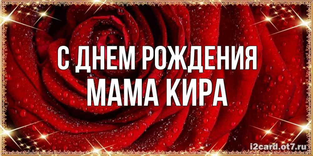 Открытка на каждый день с именем, Мама-Кира С днем рождения роса на розе блестящая в лучах солнца Прикольная открытка с пожеланием онлайн скачать бесплатно 