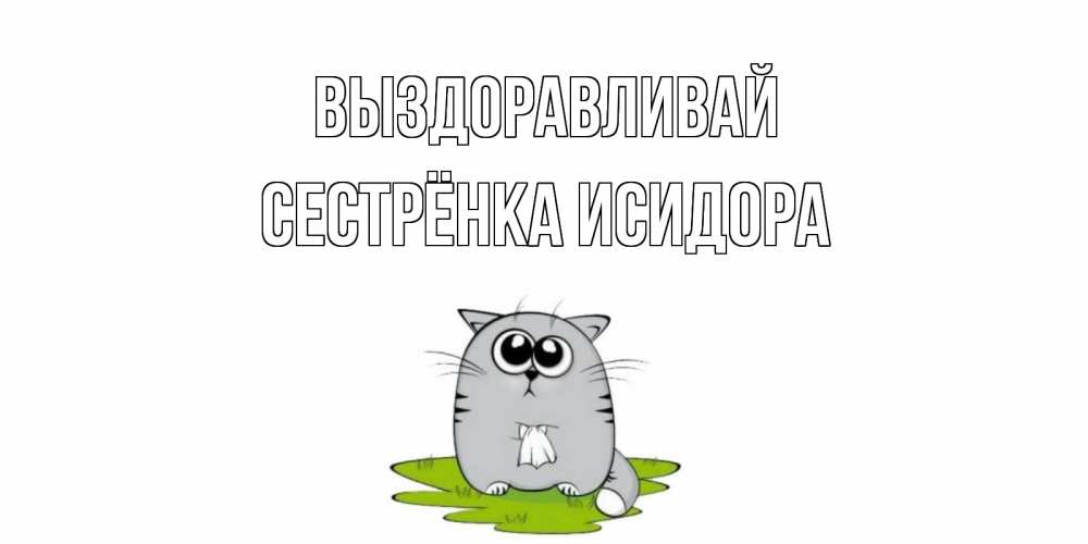 Открытка на каждый день с именем, Сестрёнка-Исидора Выздоравливай кот и открытки про выздоровление Прикольная открытка с пожеланием онлайн скачать бесплатно 