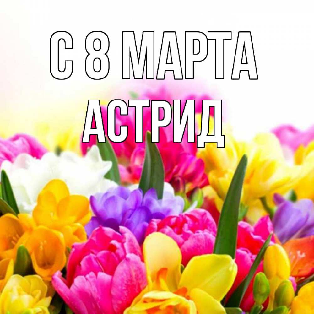 Открытка на каждый день с именем, Астрид С 8 марта тюльпаны Прикольная открытка с пожеланием онлайн скачать бесплатно 
