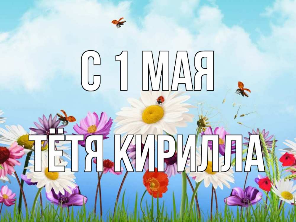 Открытка на каждый день с именем, Тётя-Кирилла С 1 мая С 1 мая Прикольная открытка с пожеланием онлайн скачать бесплатно 