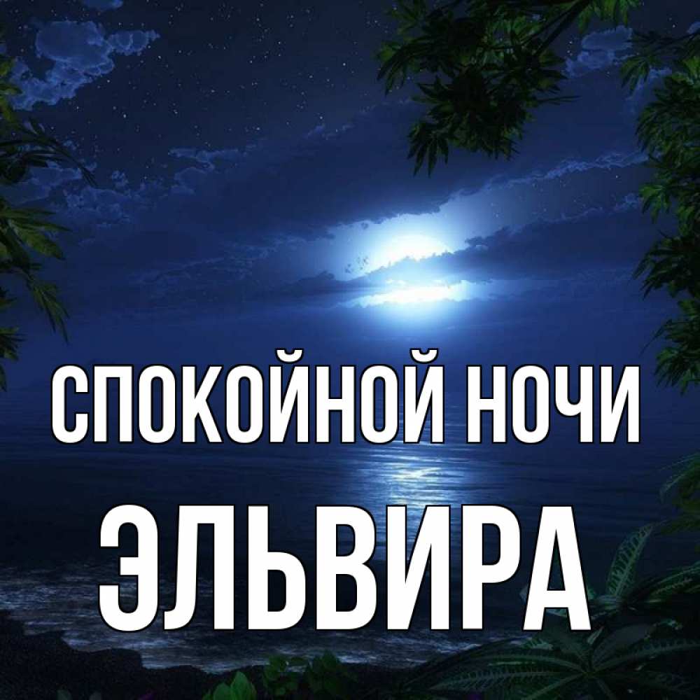Открытка на каждый день с именем, Эльвира Спокойной ночи тропический остров Прикольная открытка с пожеланием онлайн скачать бесплатно 