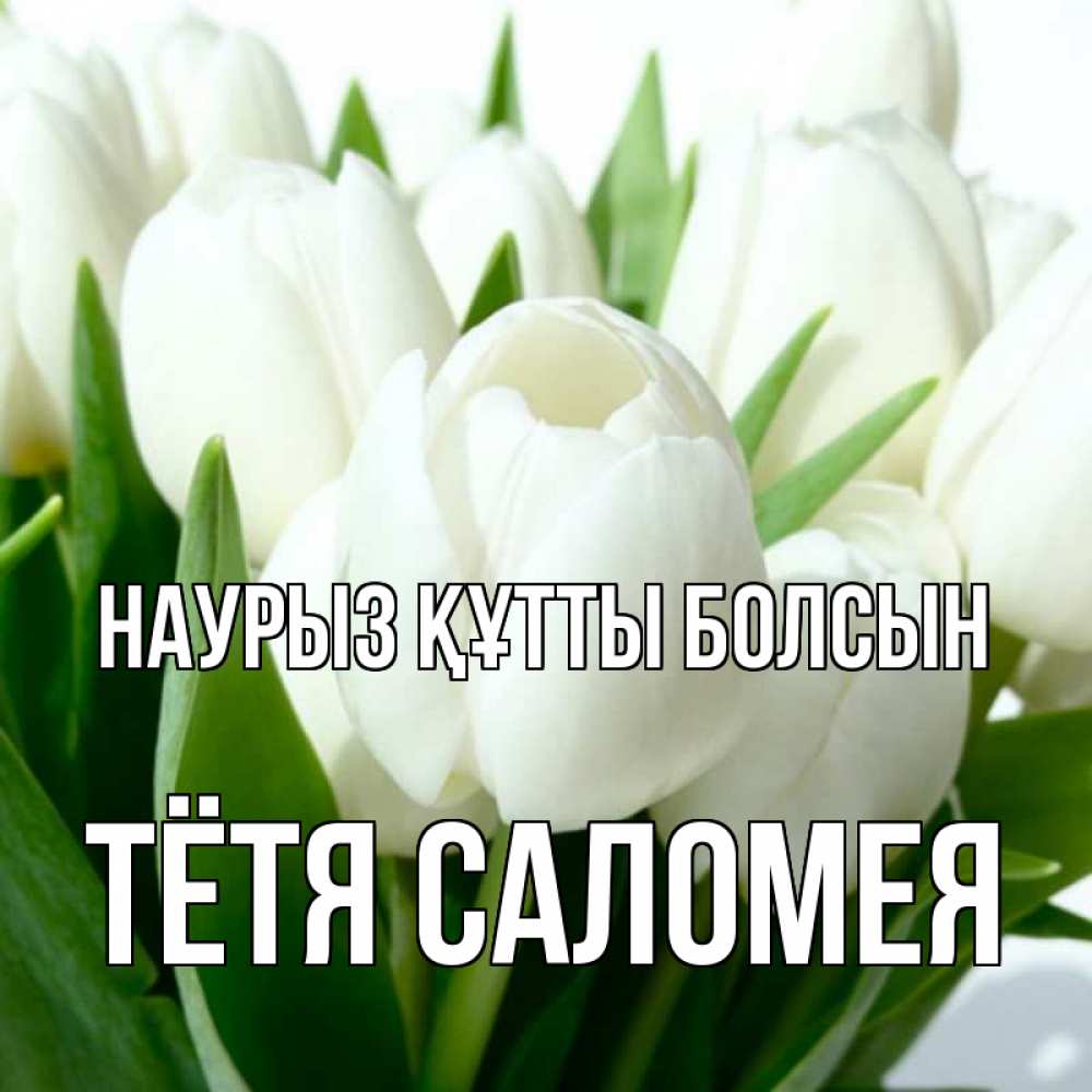 Открытка на каждый день с именем, Тётя-Саломея Наурыз құтты болсын цветы Прикольная открытка с пожеланием онлайн скачать бесплатно 