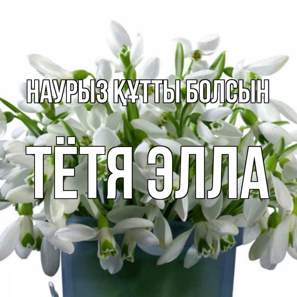 Открытка на каждый день с именем, Тётя-Элла Наурыз құтты болсын цветы к наурызу Прикольная открытка с пожеланием онлайн скачать бесплатно 