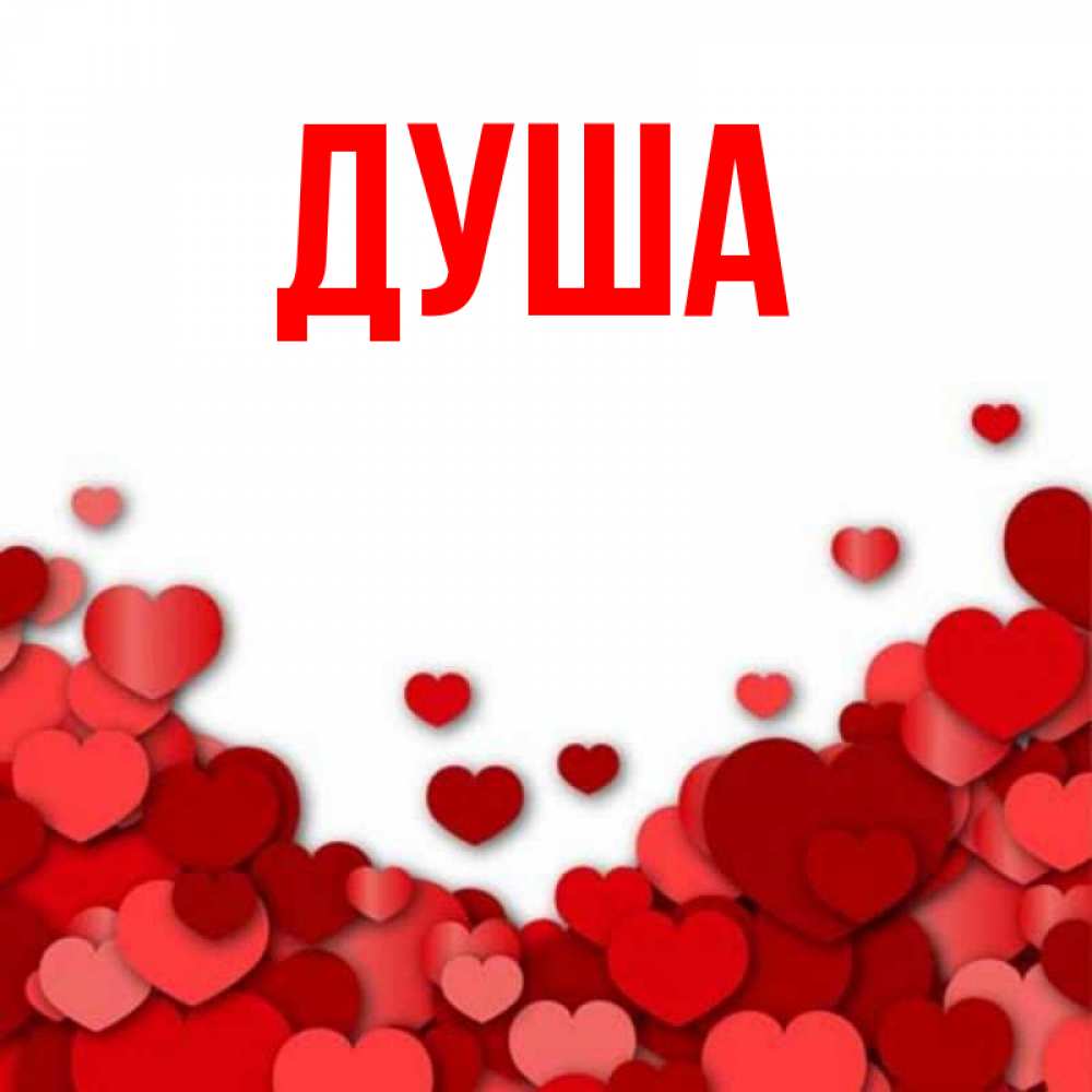 Открытка на каждый день с именем, Душа Главная много красных сердечек о любви Прикольная открытка с пожеланием онлайн скачать бесплатно 