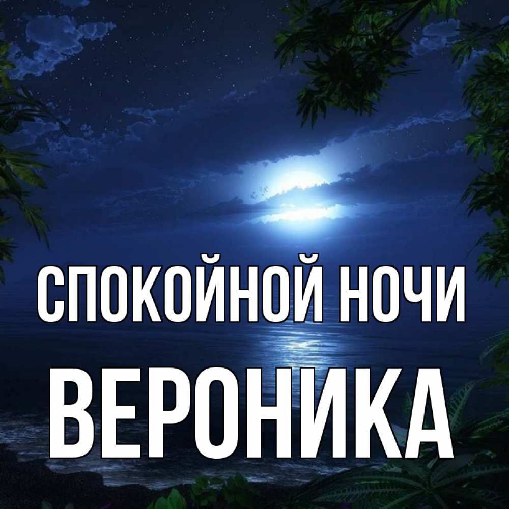 Открытка на каждый день с именем, Вероника Спокойной ночи тропический остров Прикольная открытка с пожеланием онлайн скачать бесплатно 
