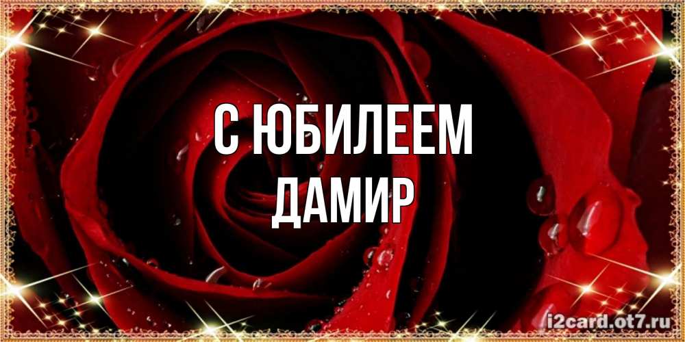 Открытка на каждый день с именем, Дамир С юбилеем цветок в росе на день рождения Прикольная открытка с пожеланием онлайн скачать бесплатно 