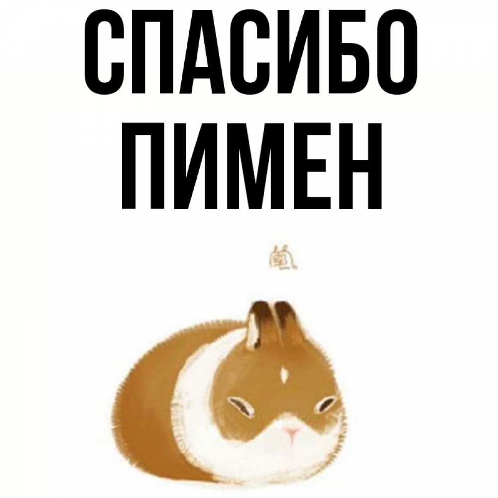 Открытка на каждый день с именем, Пимен Спасибо коричнево белый домашний питомец Прикольная открытка с пожеланием онлайн скачать бесплатно 