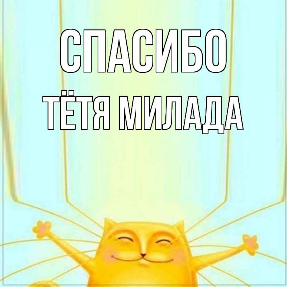 Открытка на каждый день с именем, Тётя-Милада Спасибо кот с усами благодарит Прикольная открытка с пожеланием онлайн скачать бесплатно 