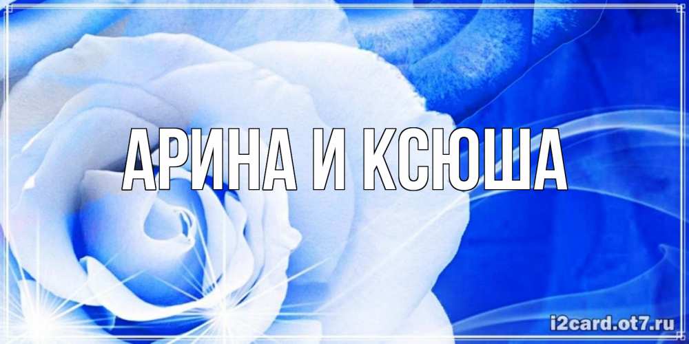 Открытка на каждый день с именем, Арина-и-Ксюша Главная белая роза на голубом фоне Прикольная открытка с пожеланием онлайн скачать бесплатно 