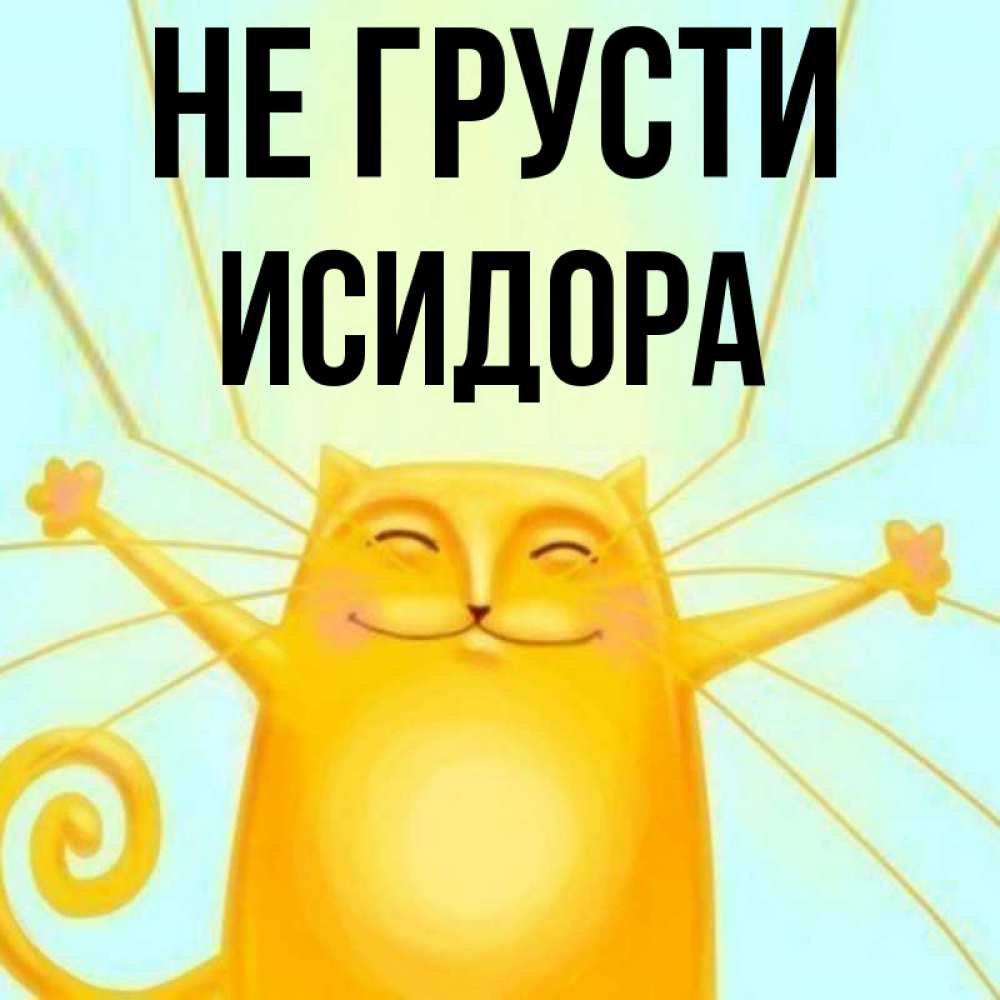 Открытка на каждый день с именем, Исидора Не грусти обнимашки усатые Прикольная открытка с пожеланием онлайн скачать бесплатно 