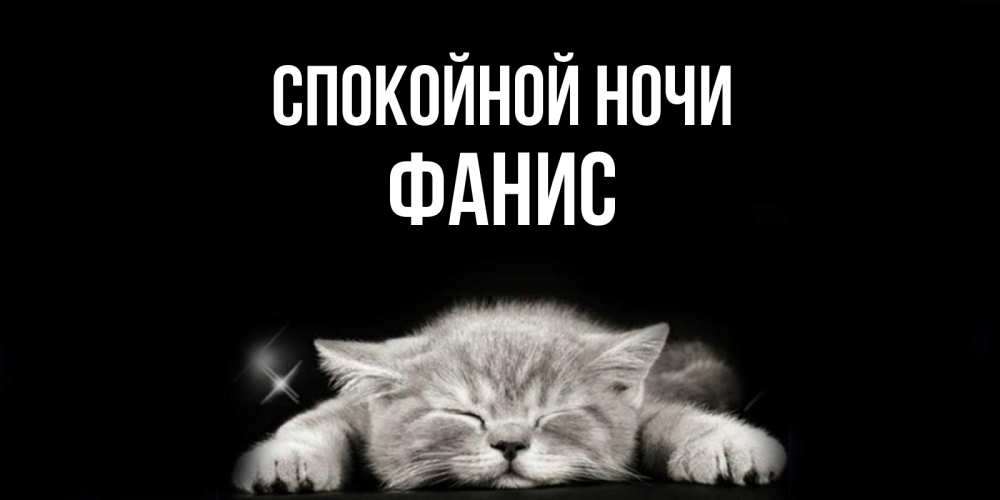 Открытка на каждый день с именем, Фанис Спокойной ночи спящий котик Прикольная открытка с пожеланием онлайн скачать бесплатно 