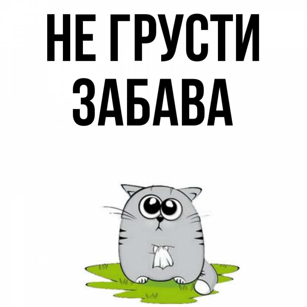 Открытка на каждый день с именем, Забава Не грусти грустный котяра Прикольная открытка с пожеланием онлайн скачать бесплатно 