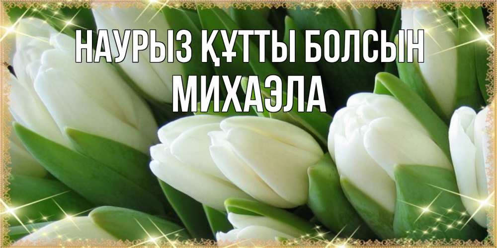 Открытка на каждый день с именем, Михаэла Наурыз құтты болсын поздравляем с наурызом Прикольная открытка с пожеланием онлайн скачать бесплатно 