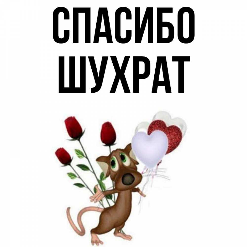 Открытка на каждый день с именем, шухрат Спасибо песик с шариками в форме сердец Прикольная открытка с пожеланием онлайн скачать бесплатно 