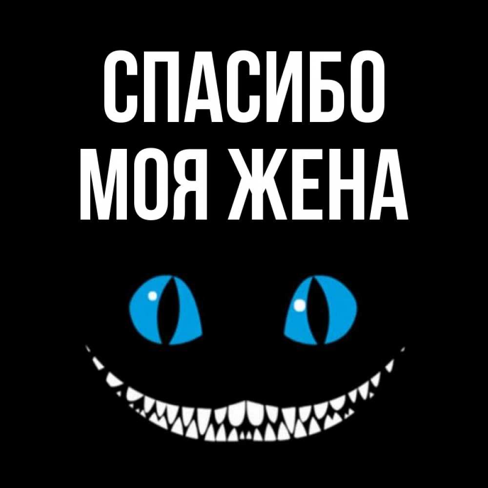 Открытка на каждый день с именем, Моя-жена Спасибо благодарю от чеширика Прикольная открытка с пожеланием онлайн скачать бесплатно 