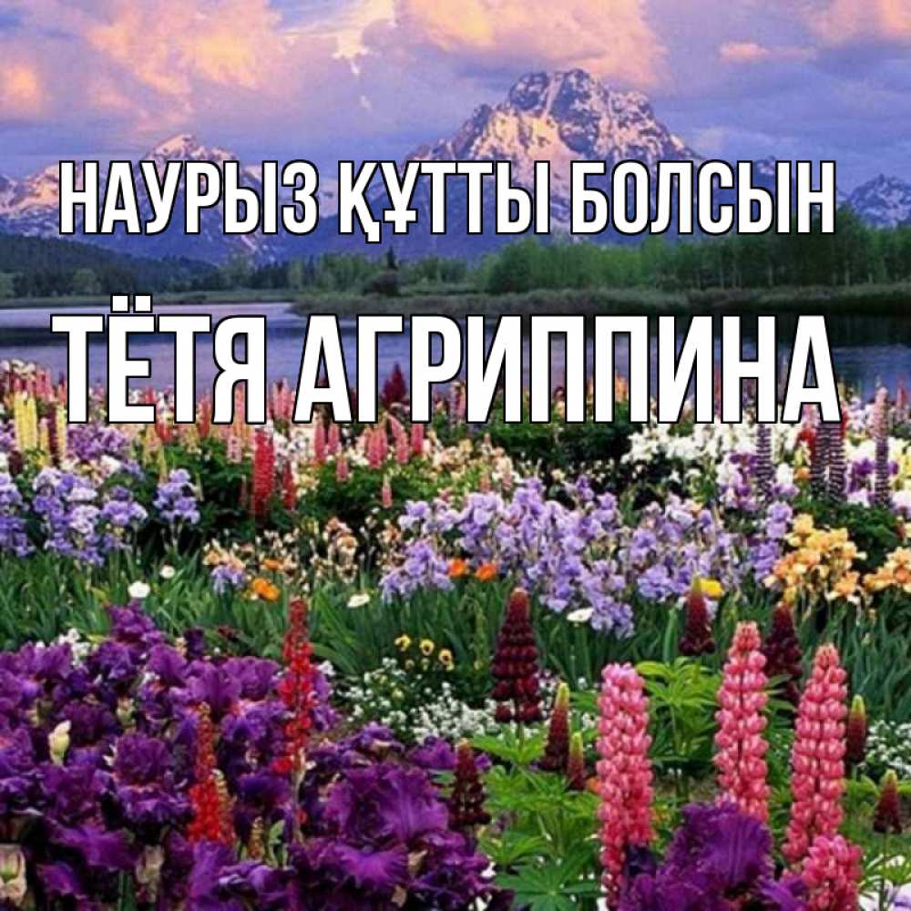Открытка на каждый день с именем, Тётя-Агриппина Наурыз құтты болсын наурыз Прикольная открытка с пожеланием онлайн скачать бесплатно 