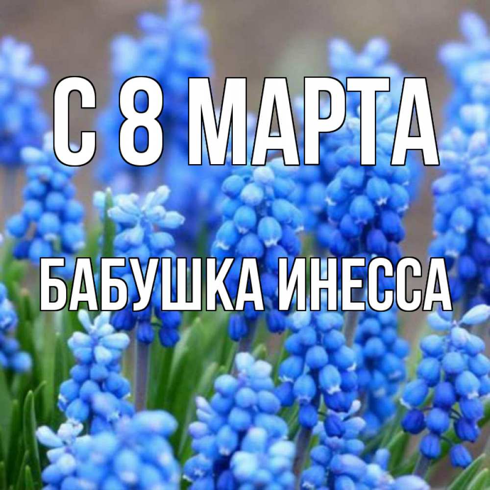 Открытка на каждый день с именем, Бабушка-Инесса С 8 МАРТА Поздравительная открытка для женщин с цветами на праздничную дату Прикольная открытка с пожеланием онлайн скачать бесплатно 