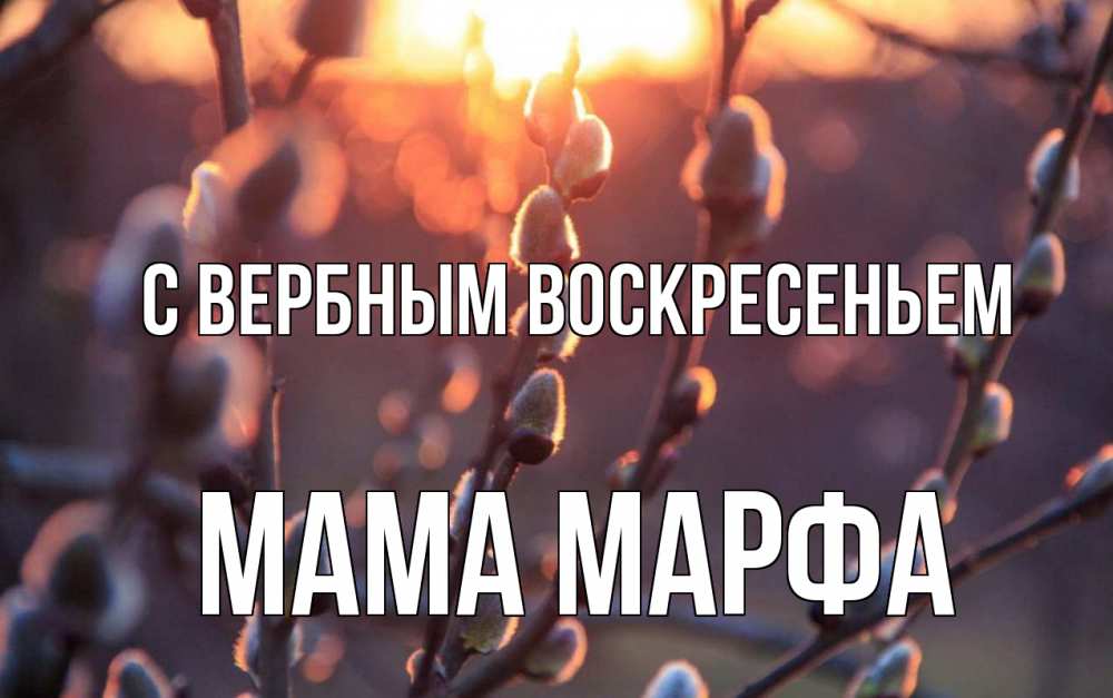 Открытка на каждый день с именем, Мама-Марфа С вербным воскресеньем верба Прикольная открытка с пожеланием онлайн скачать бесплатно 