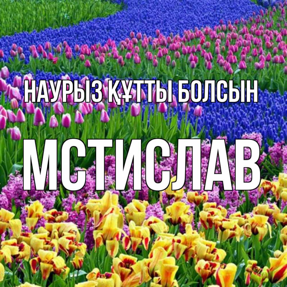 Открытка на каждый день с именем, Мстислав Наурыз құтты болсын цветы Прикольная открытка с пожеланием онлайн скачать бесплатно 