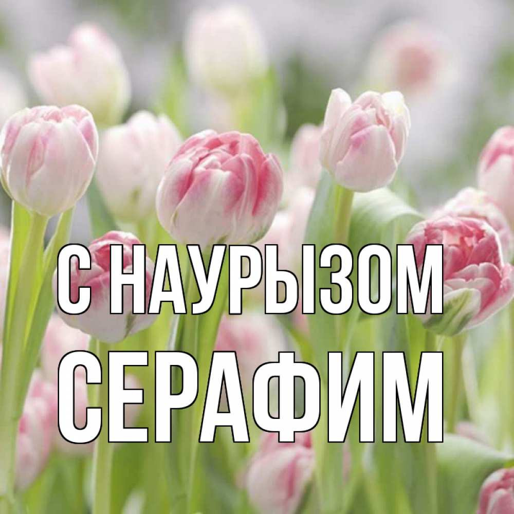 Открытка на каждый день с именем, Серафим С наурызом цветы Прикольная открытка с пожеланием онлайн скачать бесплатно 