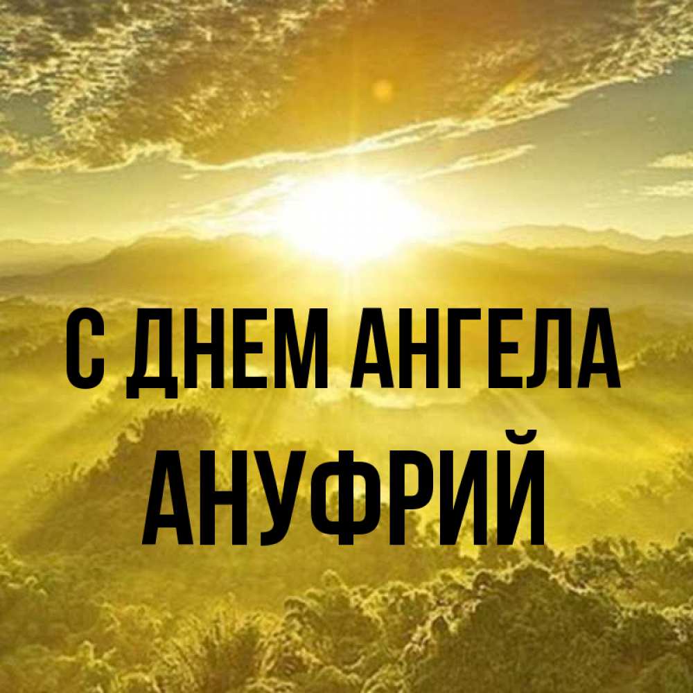 Открытка на каждый день с именем, Ануфрий С днем ангела леса и небо в желтом Прикольная открытка с пожеланием онлайн скачать бесплатно 