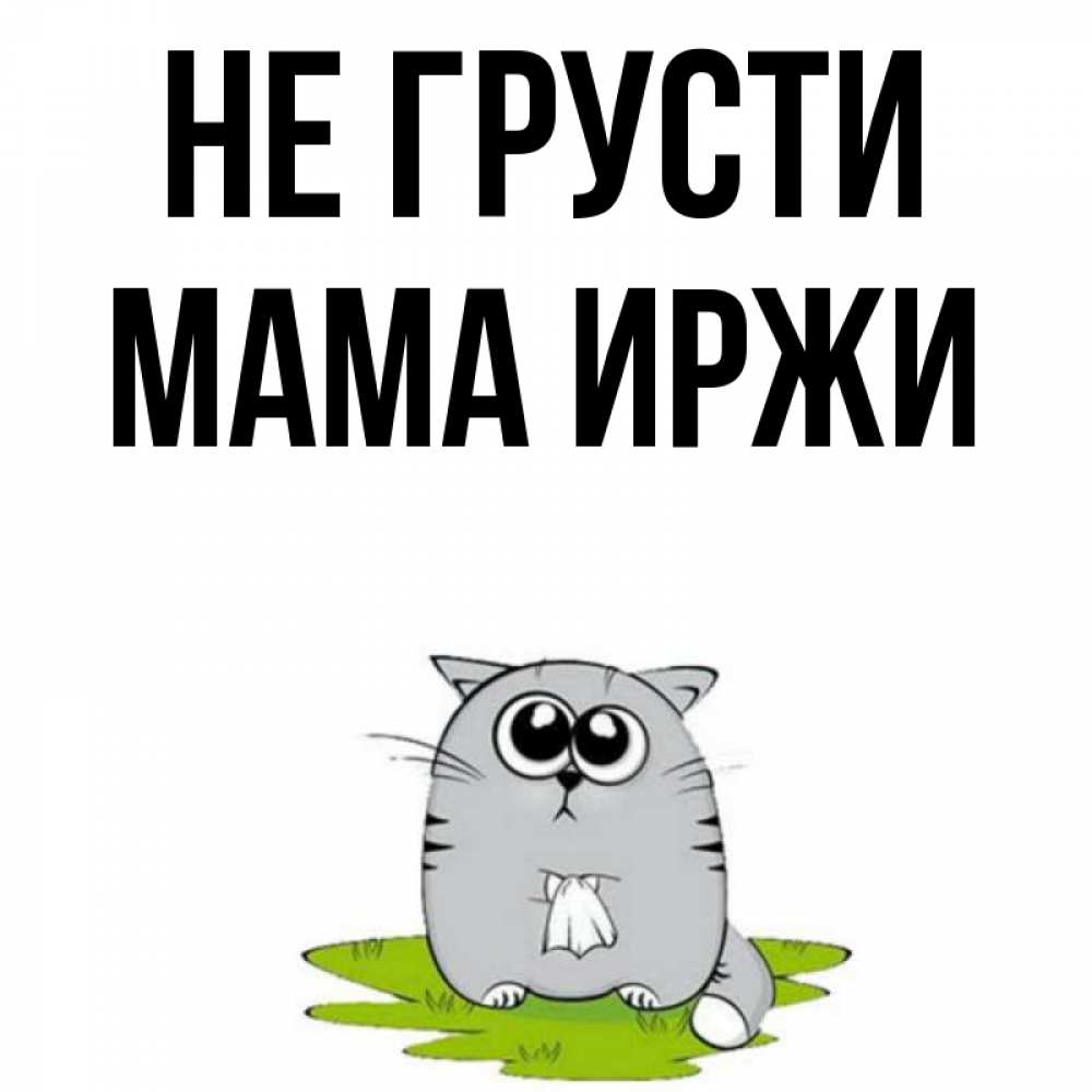 Открытка на каждый день с именем, Мама-Иржи Не грусти грустный котяра Прикольная открытка с пожеланием онлайн скачать бесплатно 