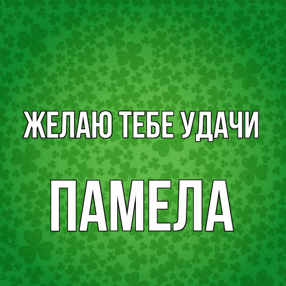 Открытка на каждый день с именем, Памела Желаю тебе удачи много листочков на удачу Прикольная открытка с пожеланием онлайн скачать бесплатно 