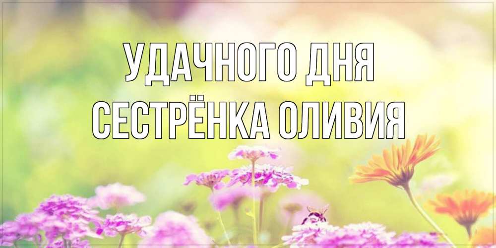 Открытка на каждый день с именем, Сестрёнка-Оливия Удачного дня красивая открытка с летней темой Прикольная открытка с пожеланием онлайн скачать бесплатно 