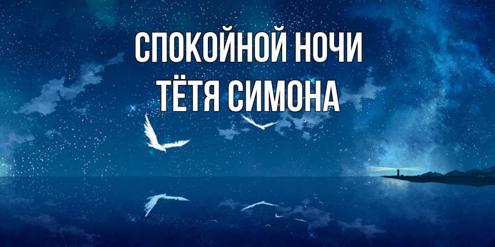 Открытка на каждый день с именем, Тётя-Симона Спокойной ночи птицы летят на фоне ночного неба Прикольная открытка с пожеланием онлайн скачать бесплатно 